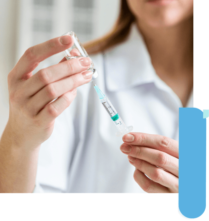 Healthcare professional conducting an on-site biometric health screening