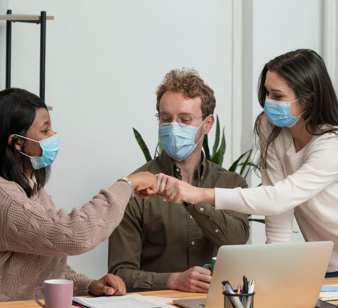 Team receiving on-site flu vaccinations at the office
