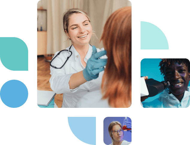 Health professional performing an on-site biometric screening for an employee